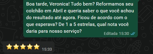 Cliente responde com cinco estrelas sobre o resultado da reforma